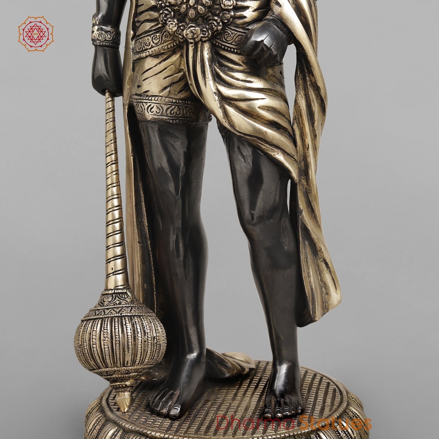 Brass Bahubali Hanunan ji Standing Fine, Royal Black Finish 23"