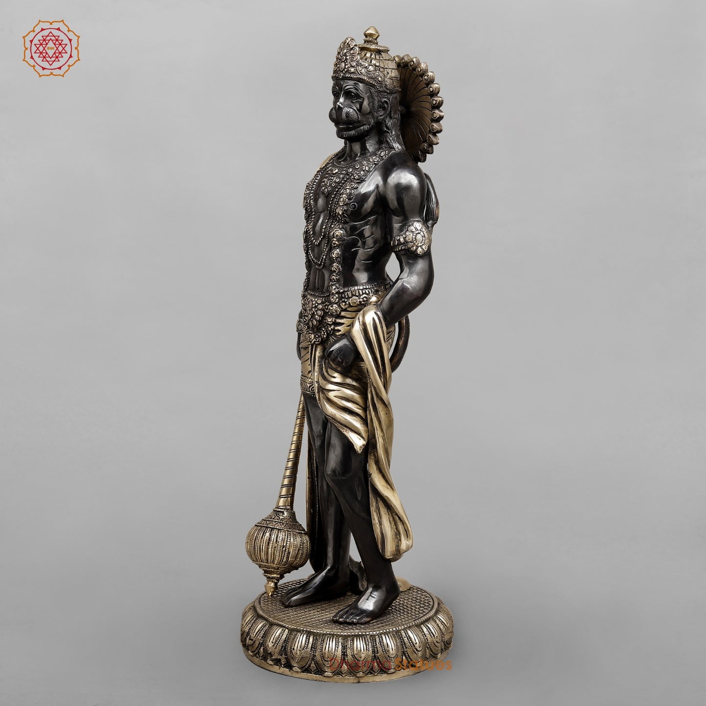Brass Bahubali Hanunan ji Standing Fine, Royal Black Finish 23"