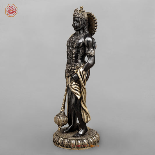 Brass Bahubali Hanunan ji Standing Fine, Royal Black Finish 23"
