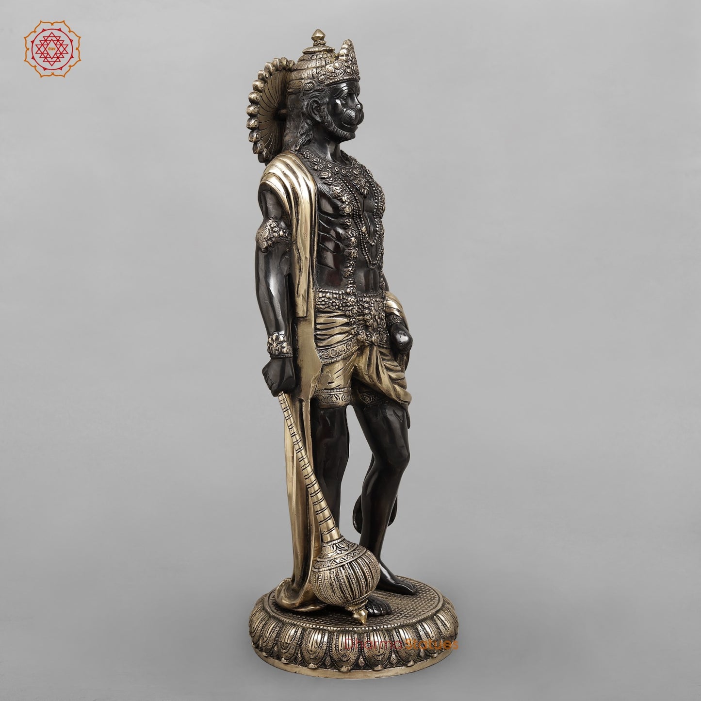 Brass Bahubali Hanunan ji Standing Fine, Royal Black Finish 23"