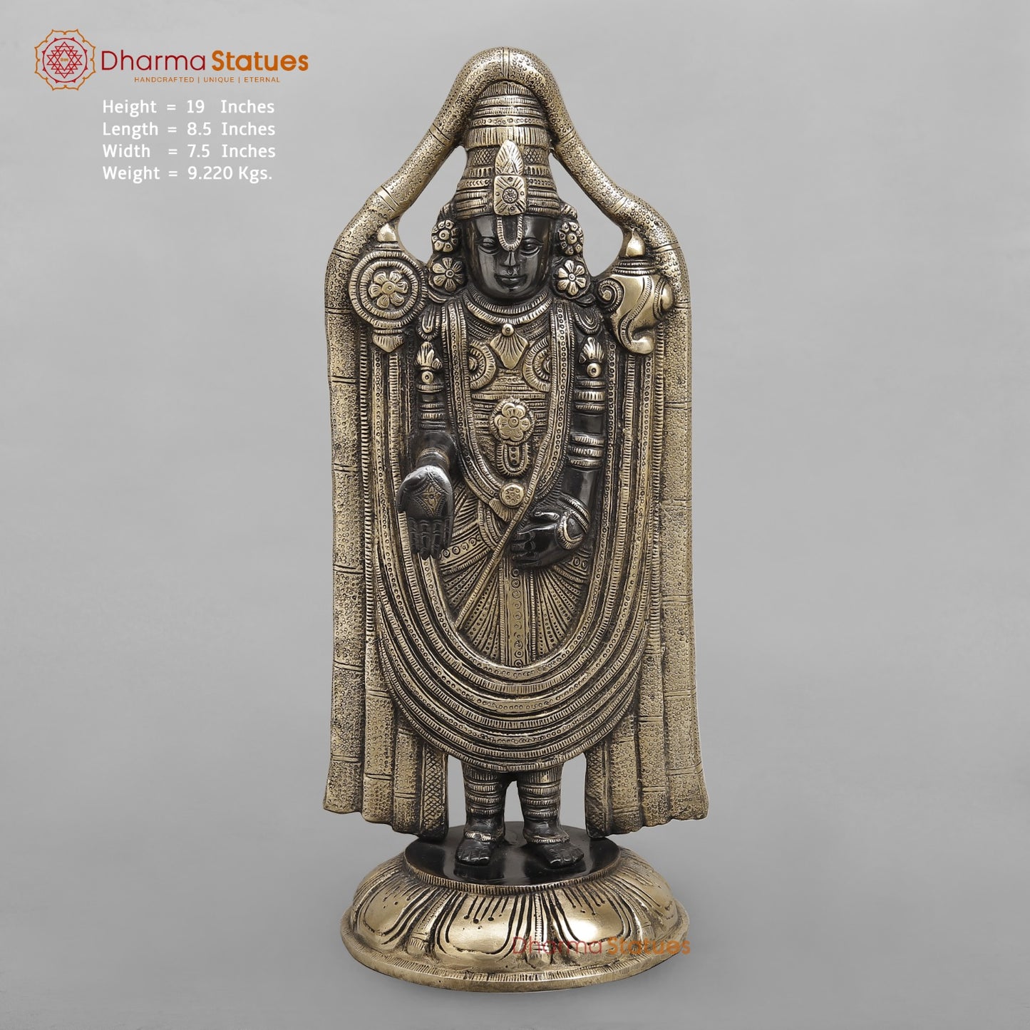 Brass Tirupati Balaji Fine, Royal Black Finish 19"