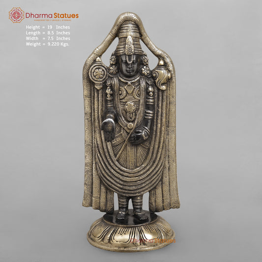 Brass Tirupati Balaji Fine, Royal Black Finish 19"