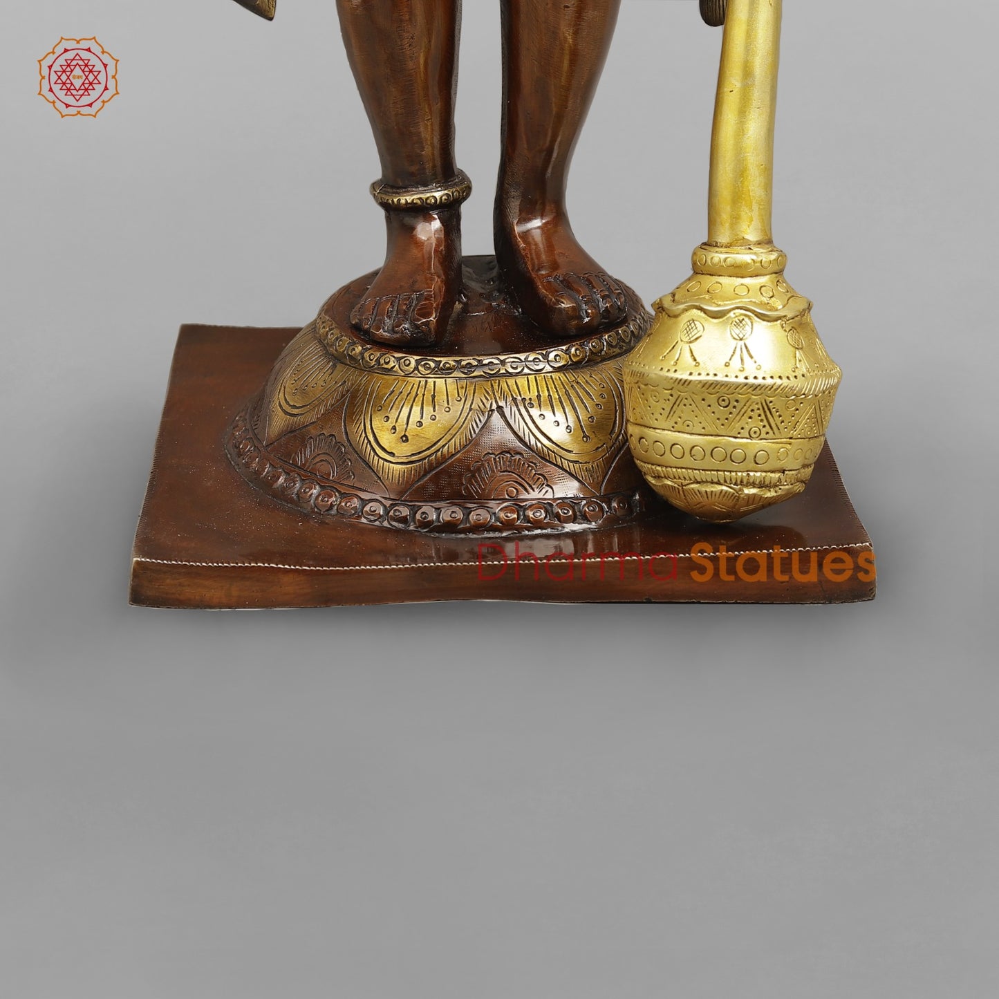 Brass Panchmukhi Hanuman Ji Standing Fine, Copper And Gold 30"