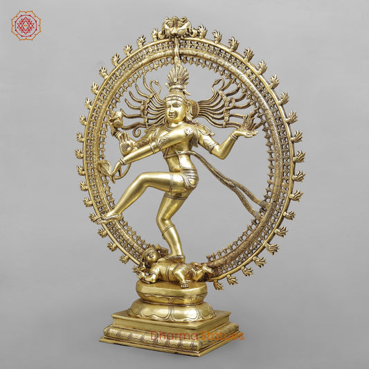 Brass Dancing Shiva (Natraj) Fine, Special Gold Finish 37"