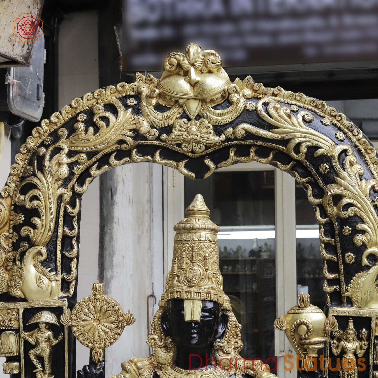Brass Balaji Large with Dasvatar And Ashtlakshmi Arch Fine, Black And Gold Finish 92"