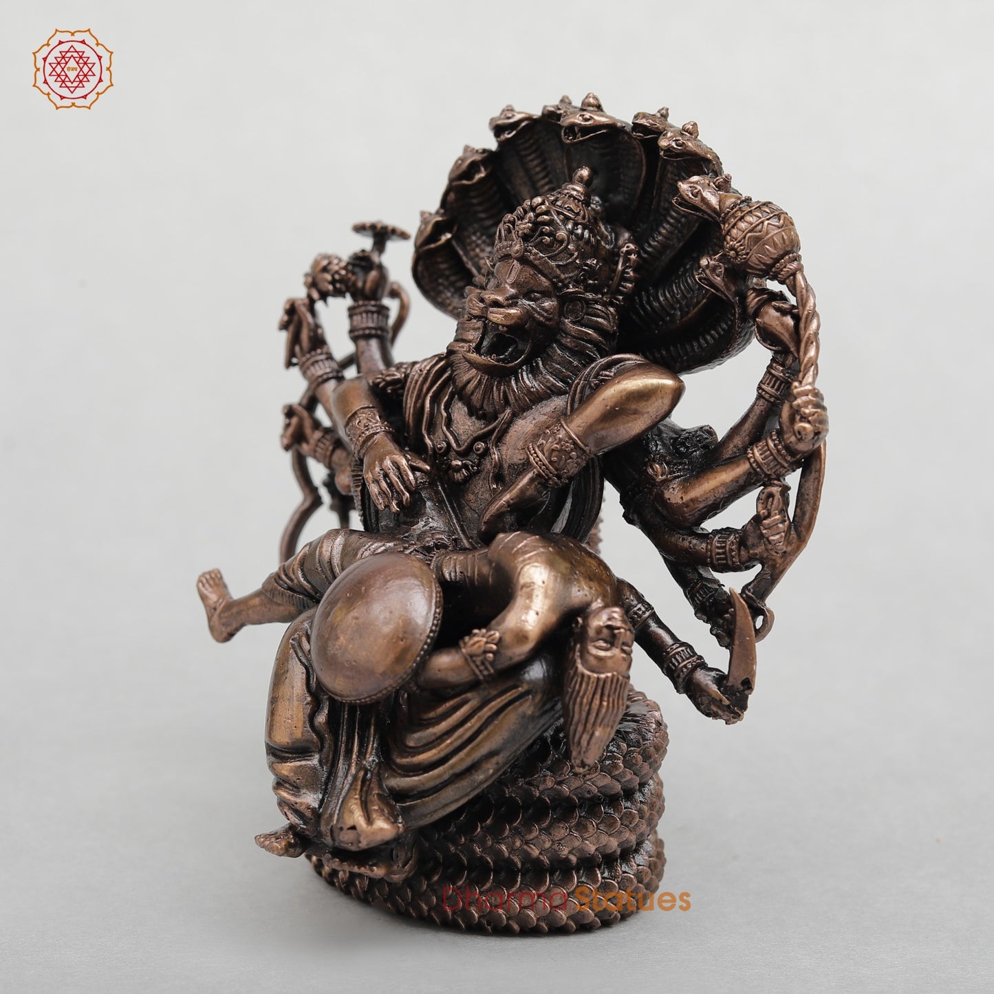 Copper Narsimha with Hiranyakashipu Fine 5"