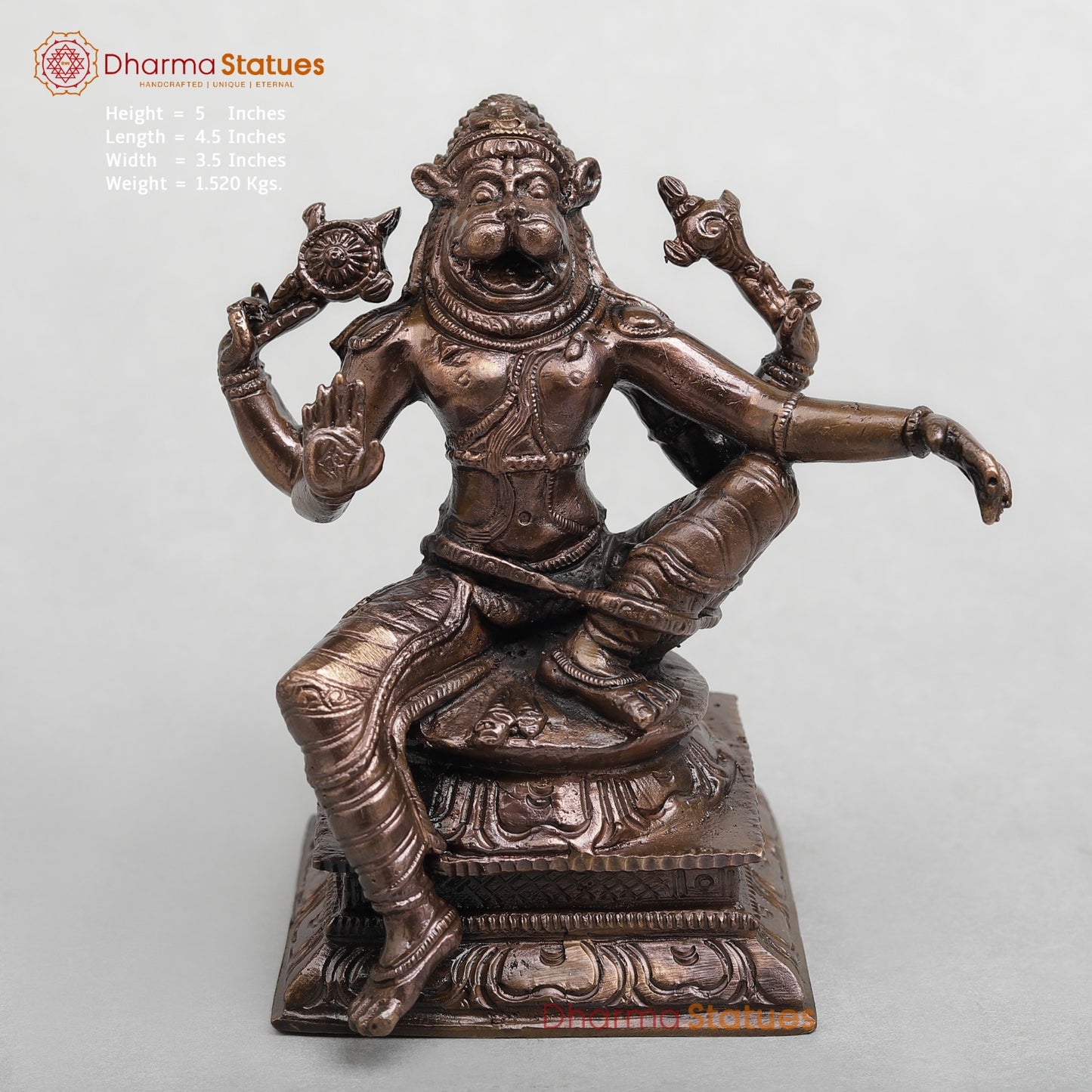 Copper Narsimha Seated Fine 5"
