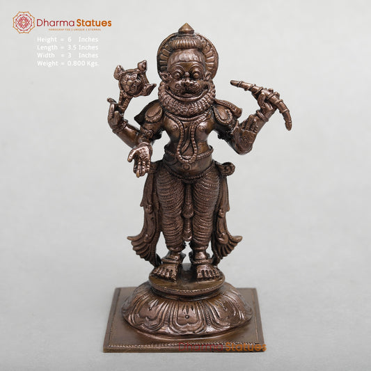 Copper Narsimha Standing Fine 6"