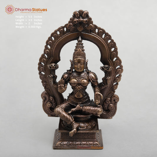 Copper Lakshmi Seated With Arch 5.5”