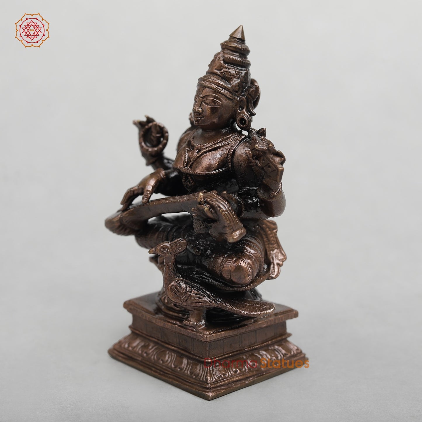 Copper Saraswati Seated Fine 3.5”