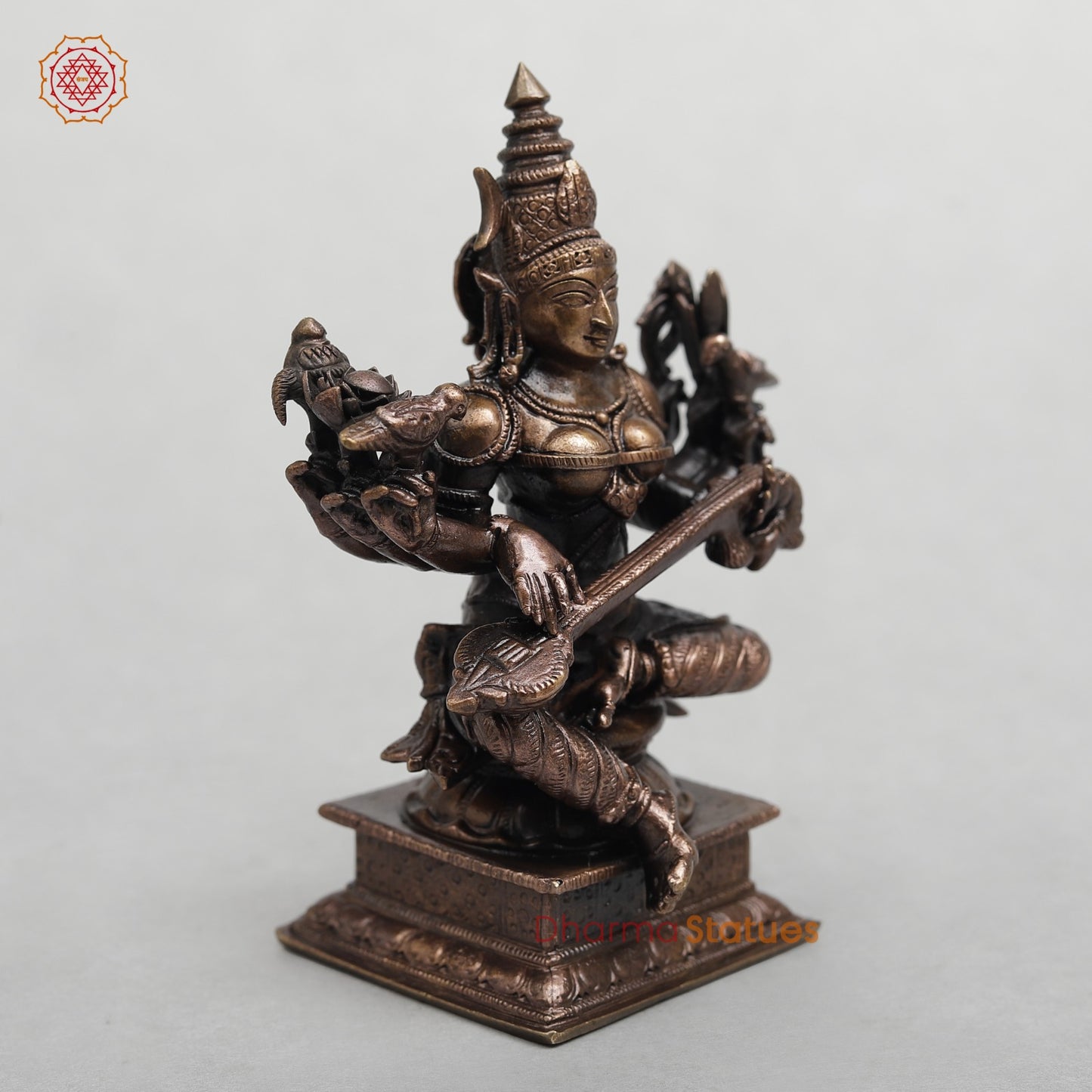 Copper Saraswati Seated Fine 4.5”