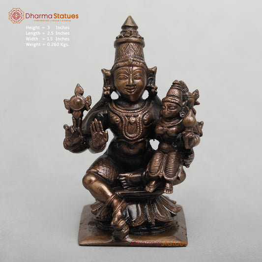 Copper Shiva Parwati Seated Fine 3”