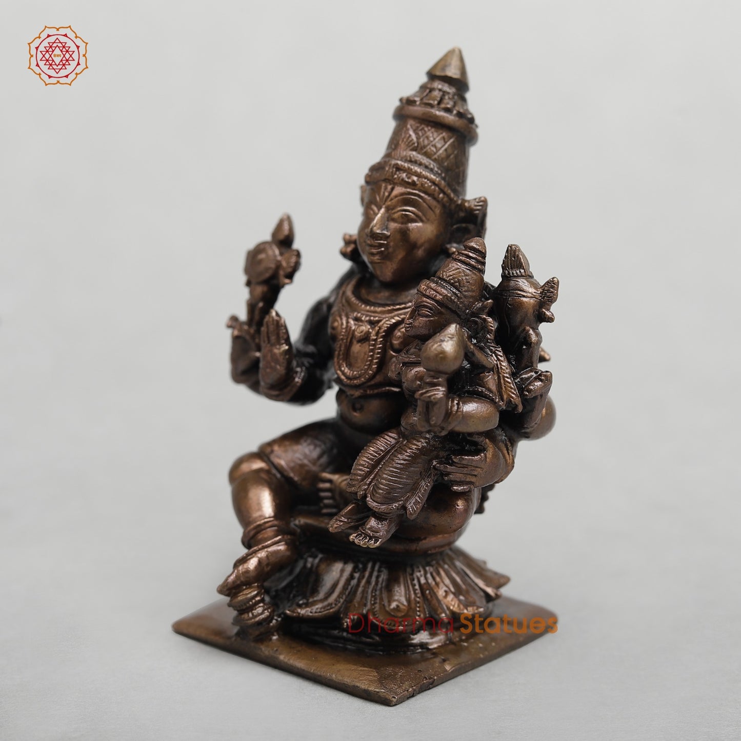 Copper Shiva Parwati Seated Fine 3”