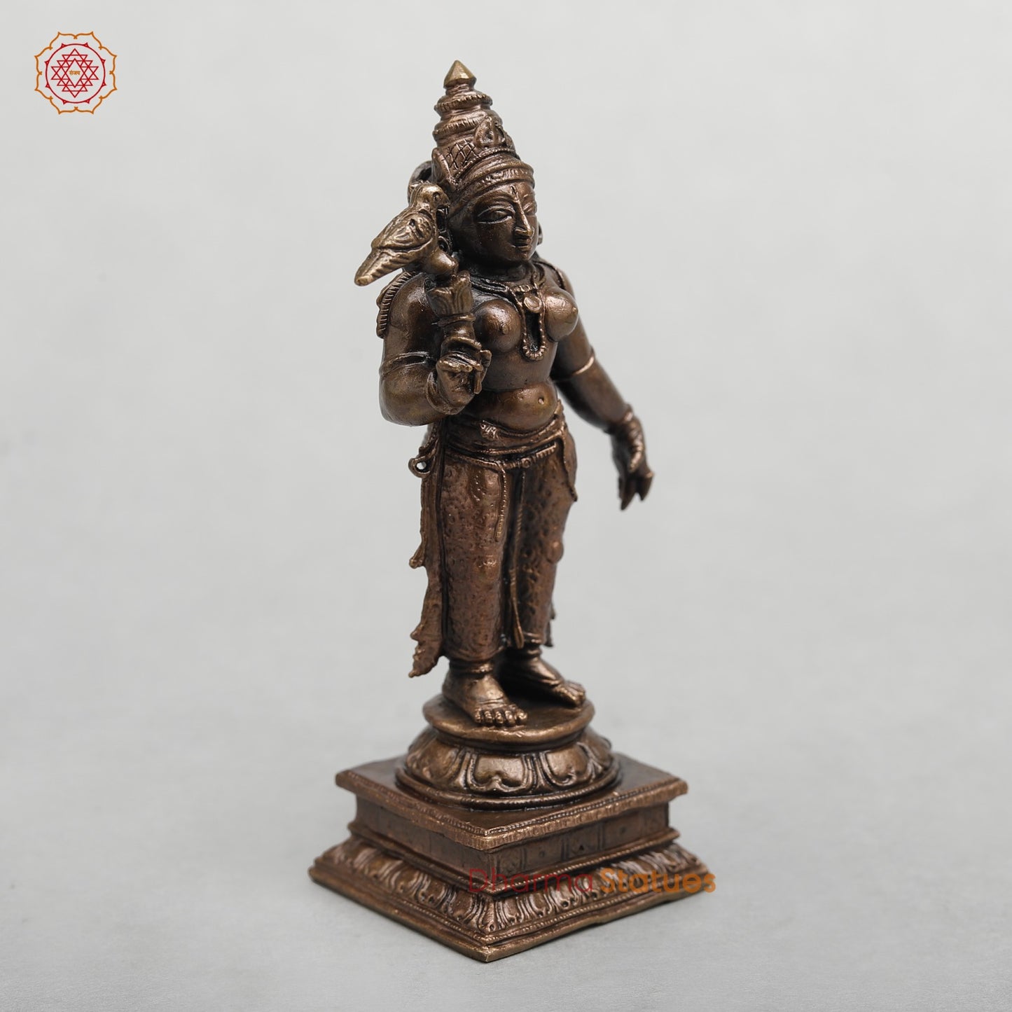 Copper Meenakshi Amman Standing Fine 4.5”