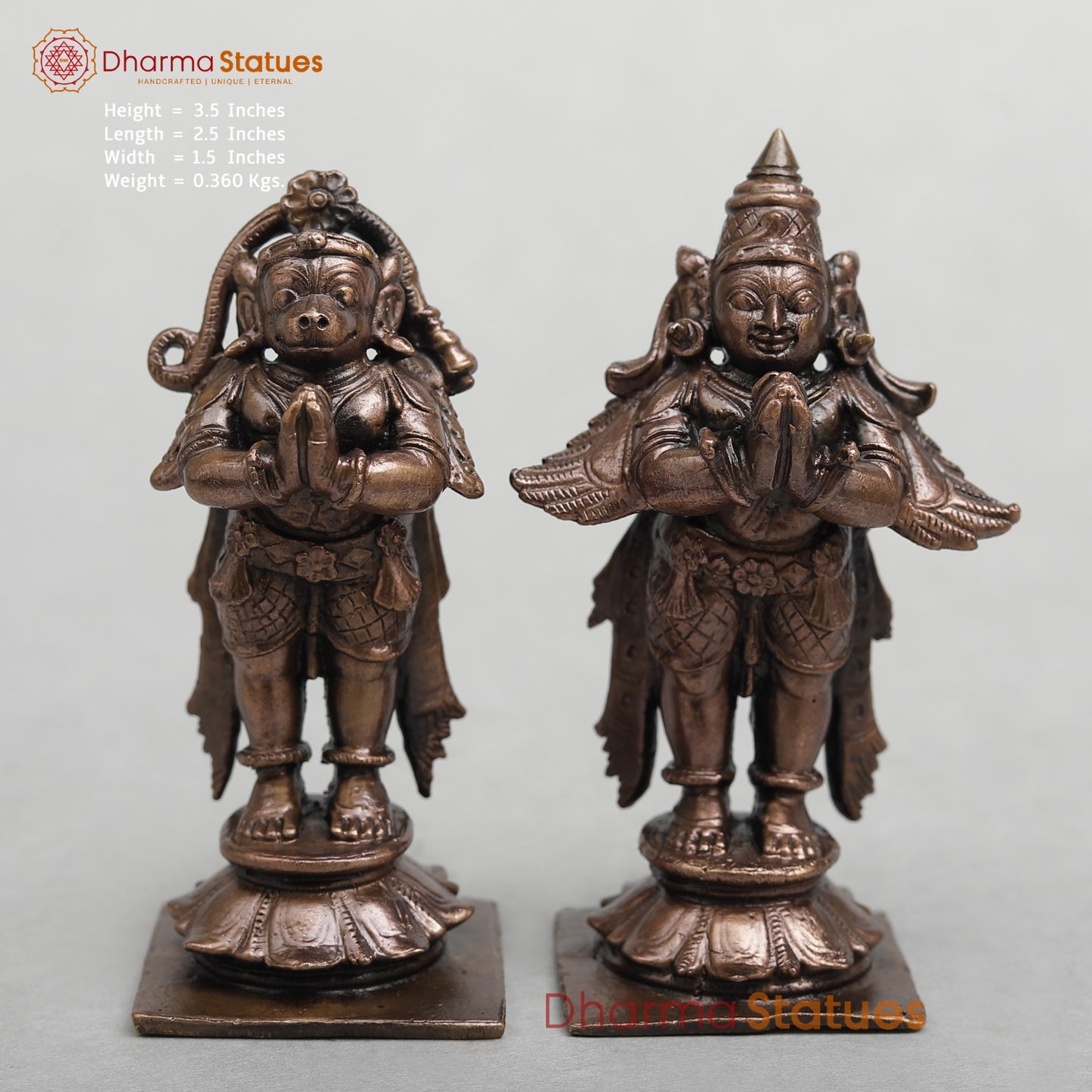 Copper Divine set Of Hanuman and Garuda 3.5”