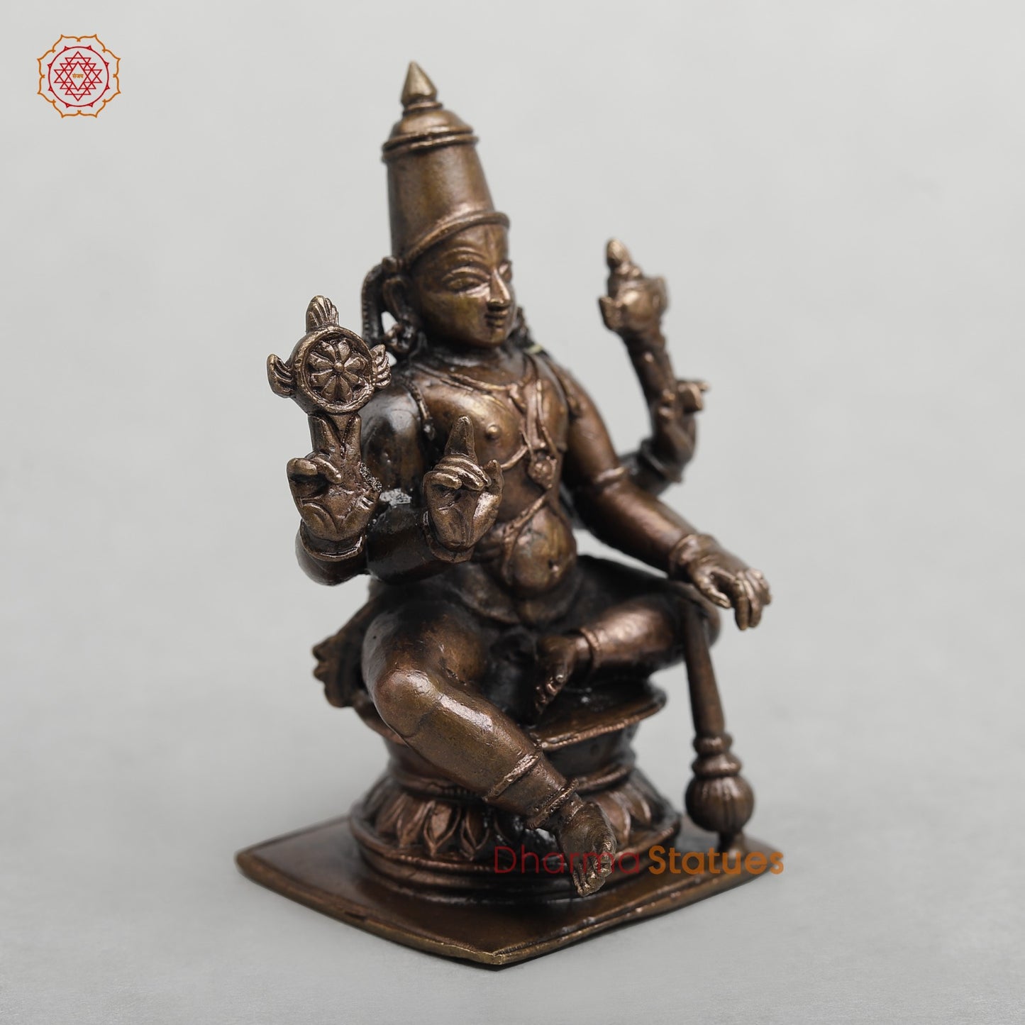 Copper Vishnu Seated fine 3.5”