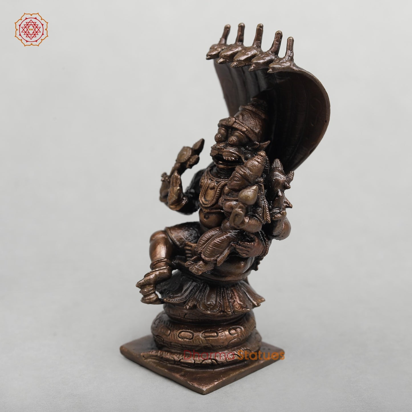 Copper Narsimha Lakshmi with snake 4.5”