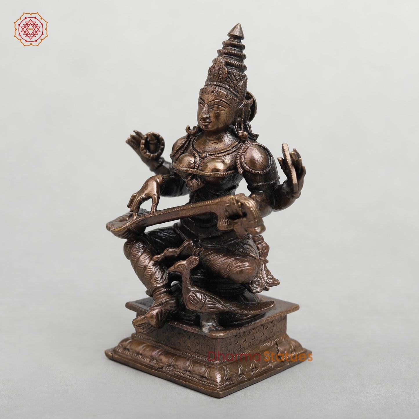 Copper Saraswati Seated Fine 4.5”