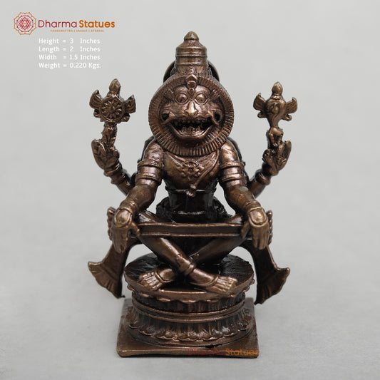 Copper Narsimha Seated fine 3”