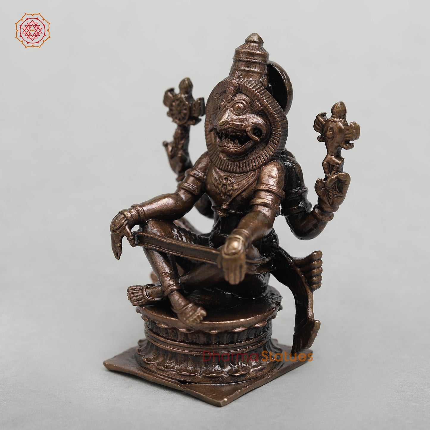 Copper Narsimha Seated fine 3”