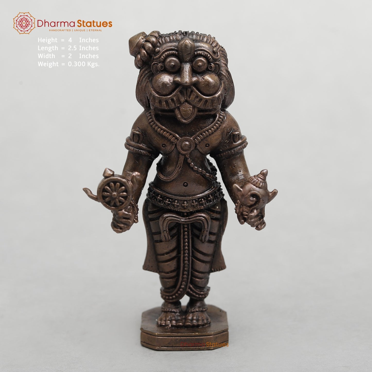 Copper Narsimha standing 4”