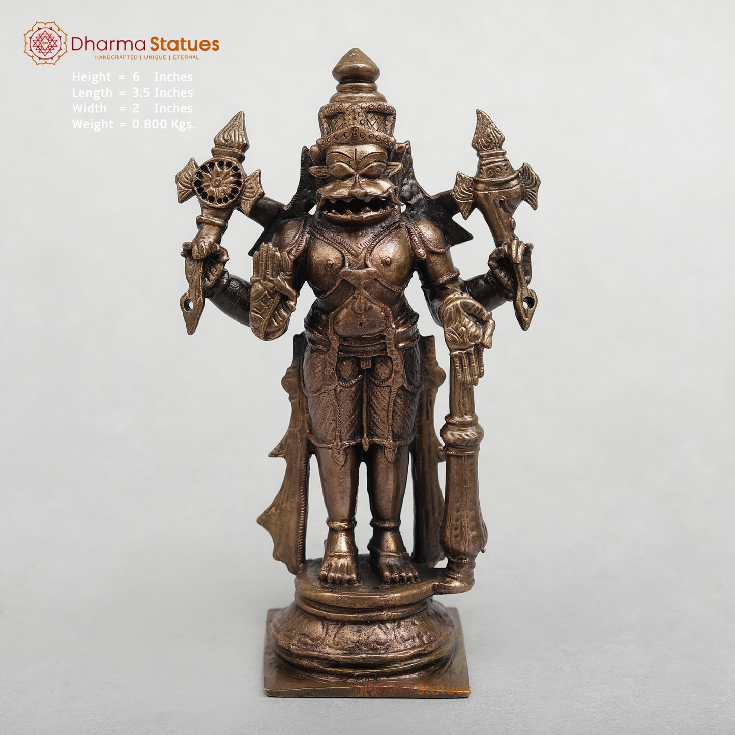 Copper Narsimha standing Fine 6”