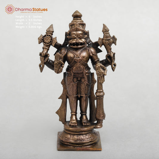 Copper Narsimha standing Fine 6”