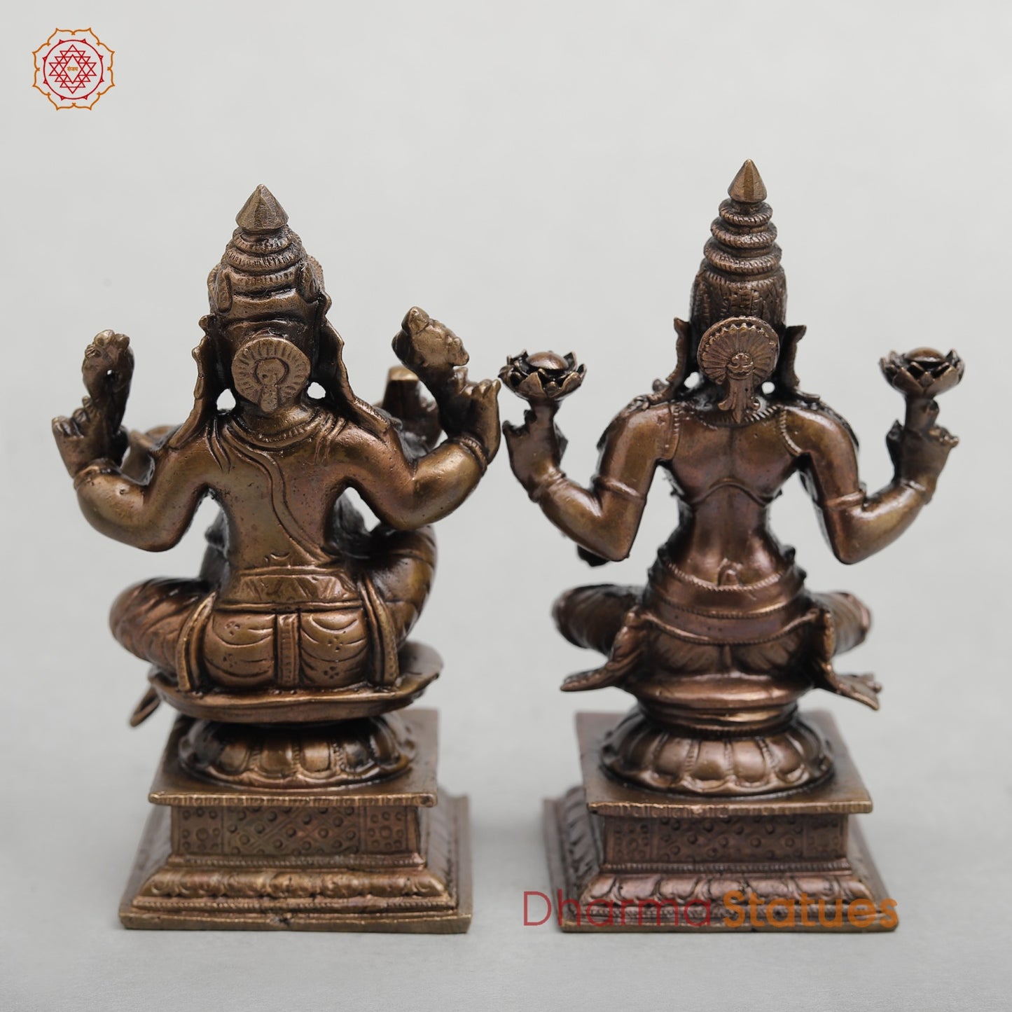 Copper Lakshmi Ganesh set seated 4.5”