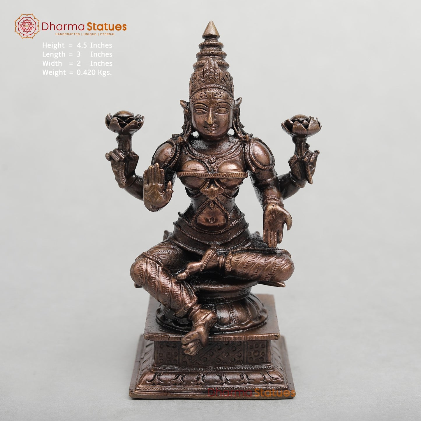 Copper Lakshmi seated 4.5”