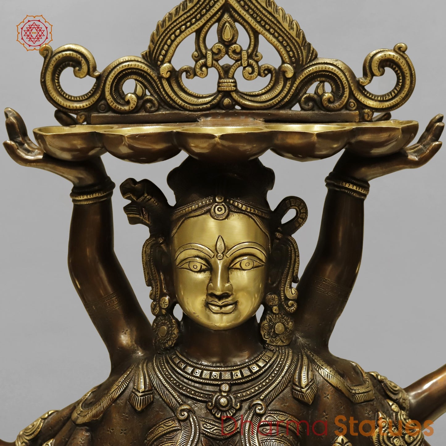 Brass Deep Lady With Multiple Hands (South India Made) Fine, Copper and Smooth Finish 48”