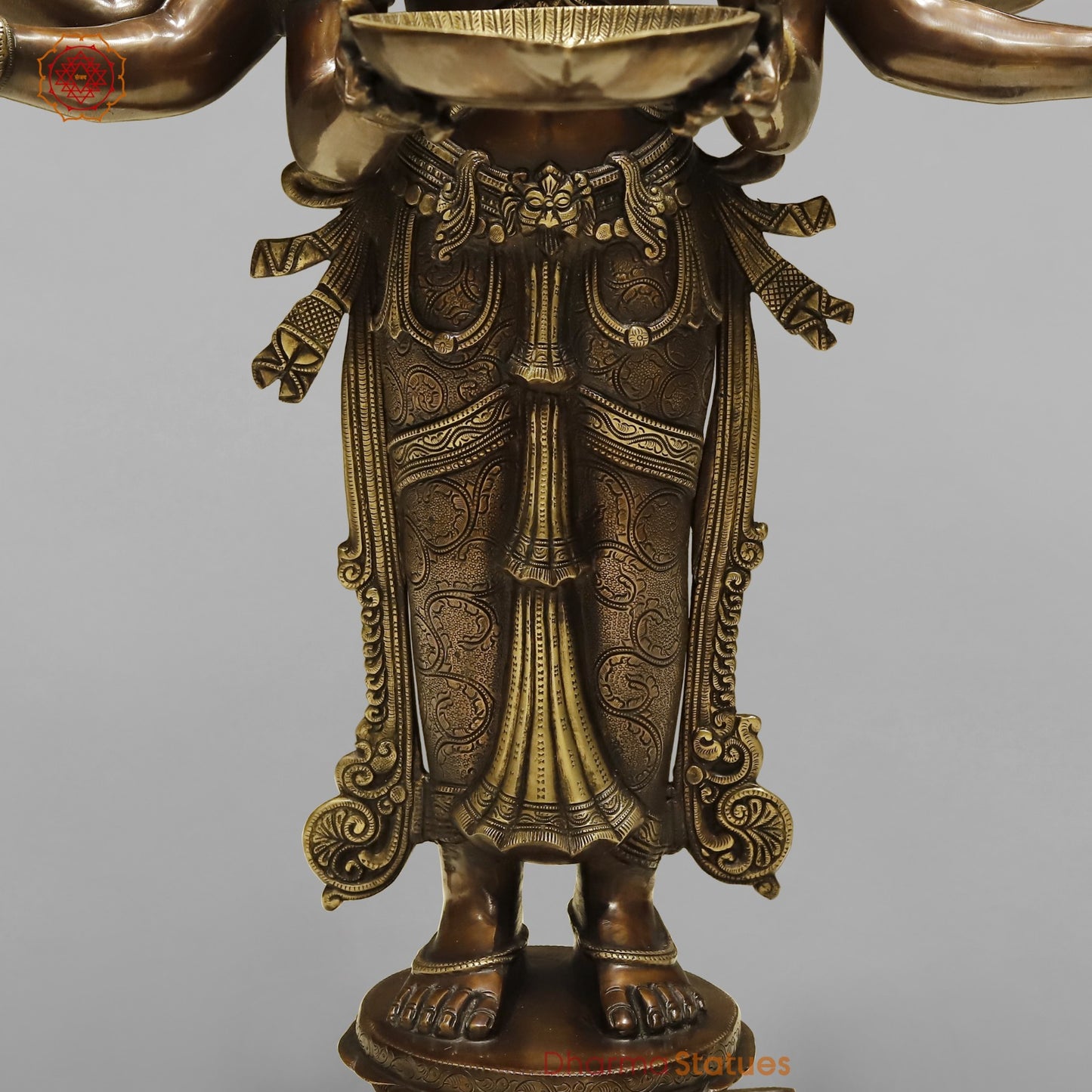 Brass Deep Lady With Multiple Hands (South India Made) Fine, Copper and Smooth Finish 48”