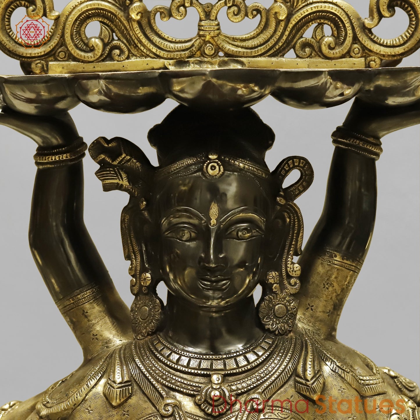 Brass Deep Lady With Multiple Hands (South India Made) Fine, Royal Black and Smooth Finish 48”