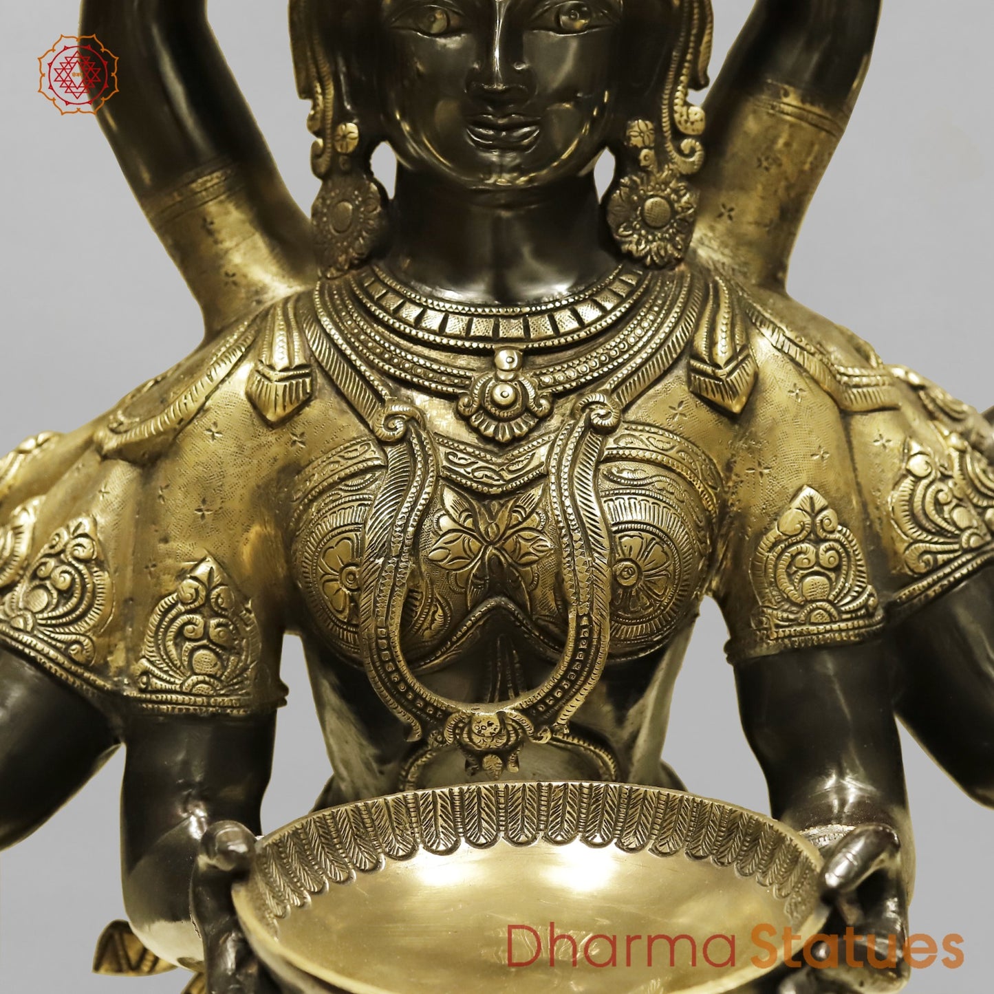 Brass Deep Lady With Multiple Hands (South India Made) Fine, Royal Black and Smooth Finish 48”