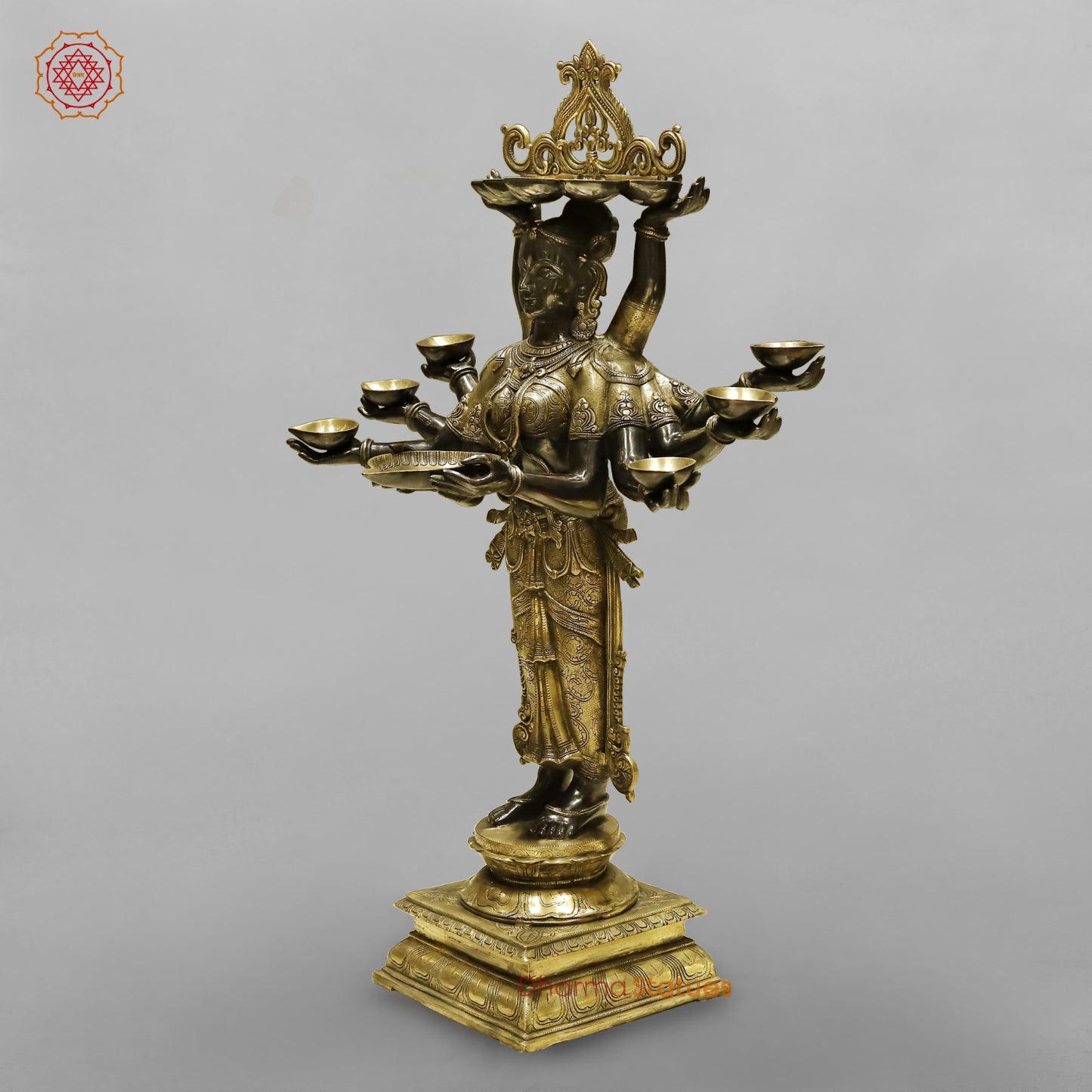 Brass Deep Lady With Multiple Hands (South India Made) Fine, Royal Black and Smooth Finish 48”