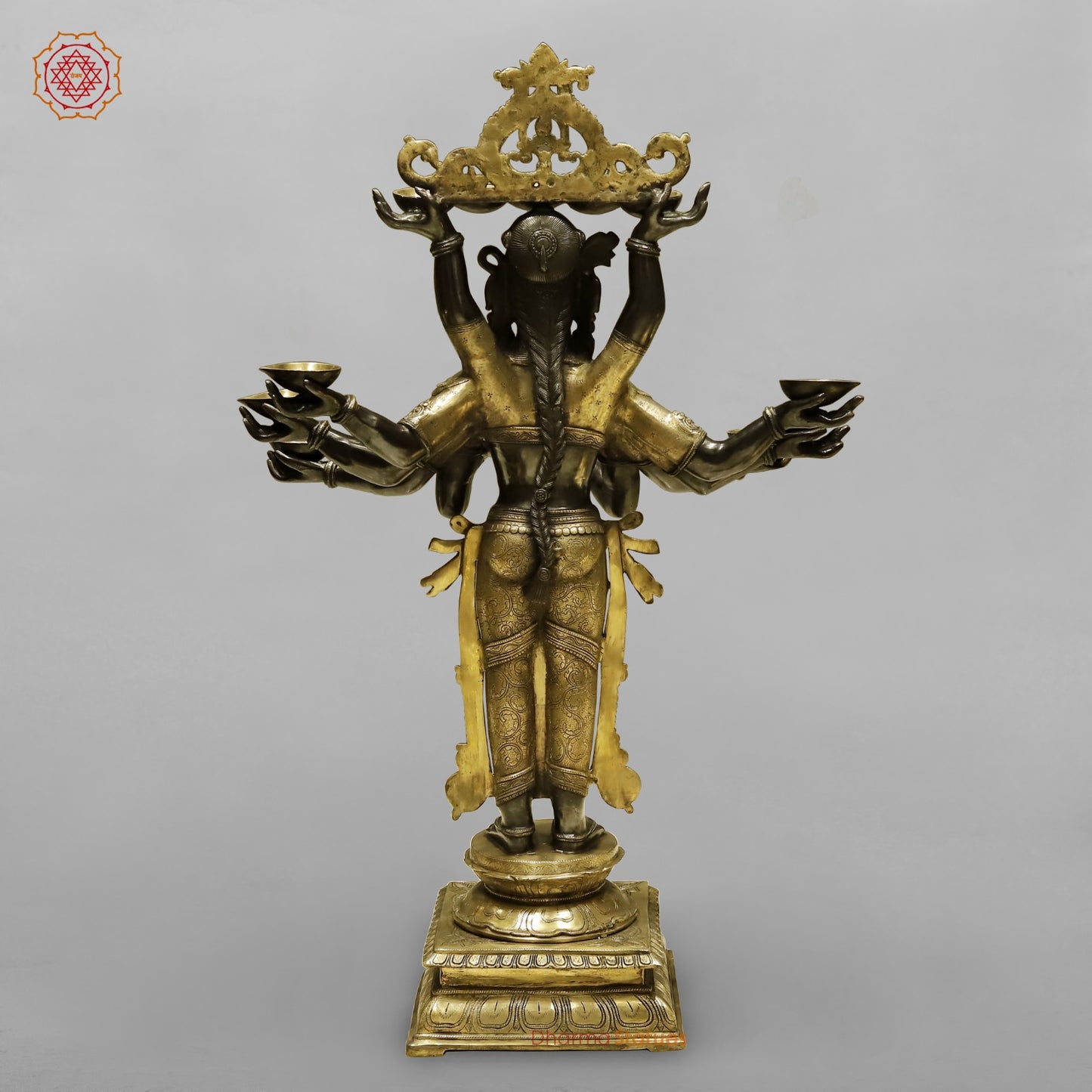 Brass Deep Lady With Multiple Hands (South India Made) Fine, Royal Black and Smooth Finish 48”