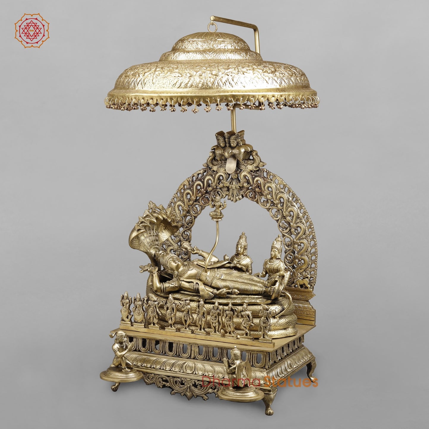 Bronze Vishnu Resting With Lakshmi & Brahma (Anantashayana) Fine 40”  Origin - Swamimalai, Tamil Nadu