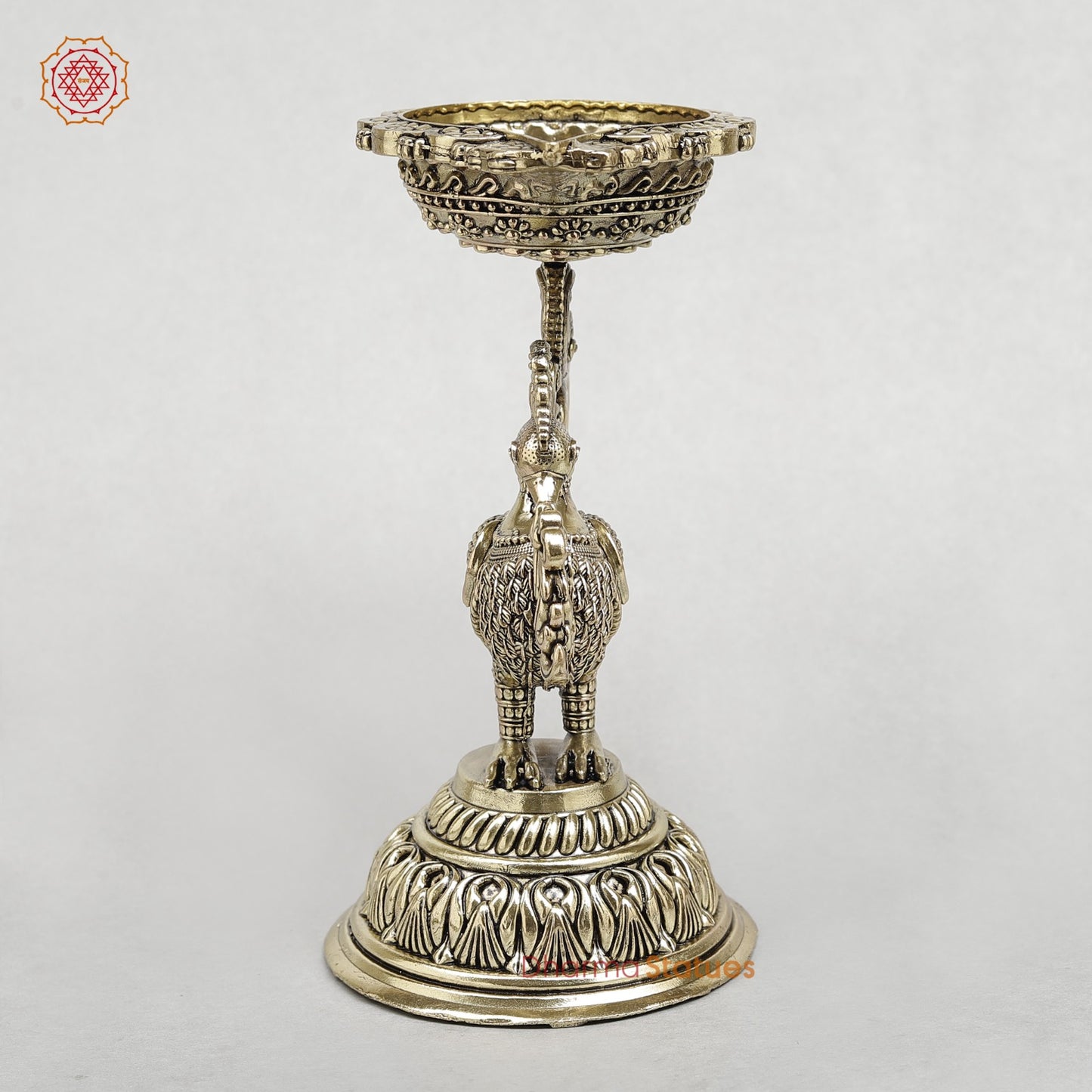 Brass Peacock Diya Fine 8”