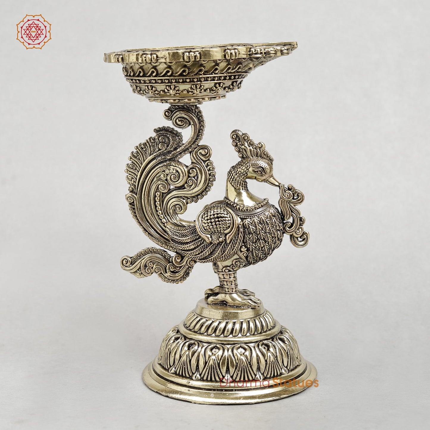 Brass Peacock Diya Fine 8”