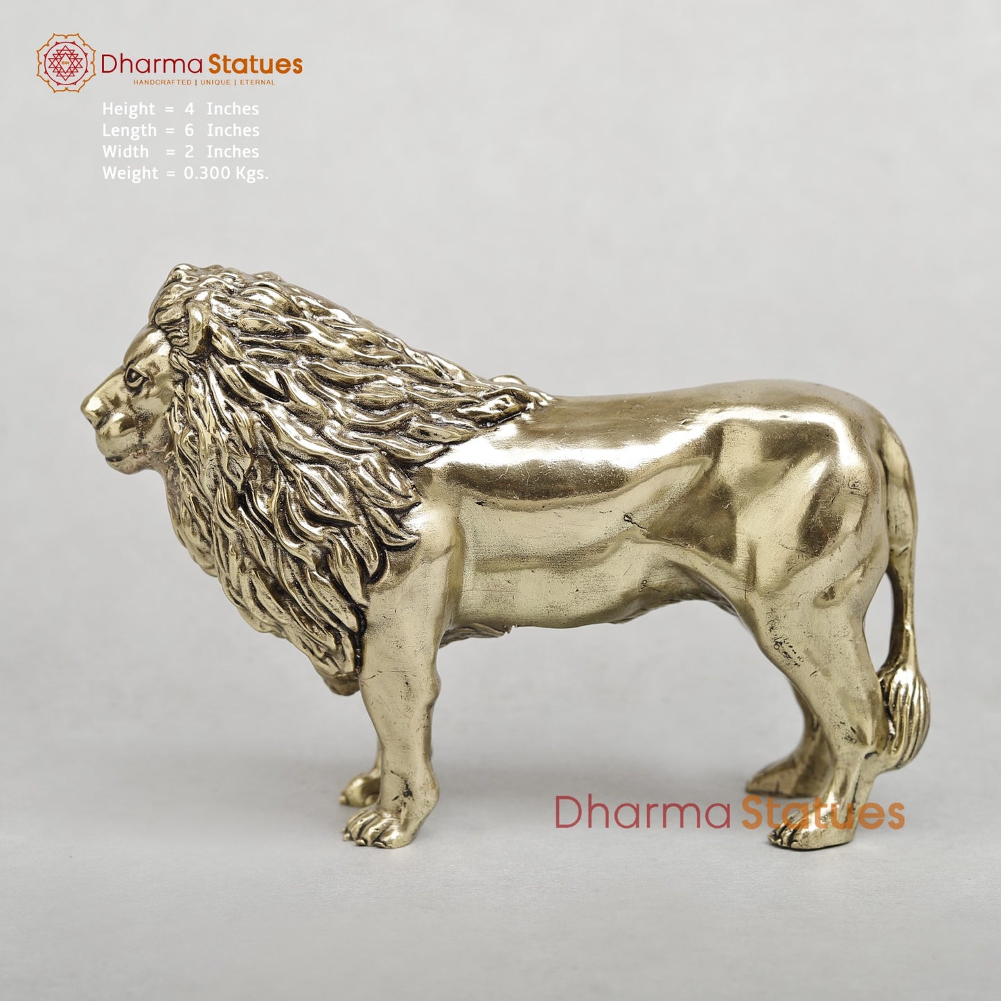 Brass Lion Standing Fine 6”