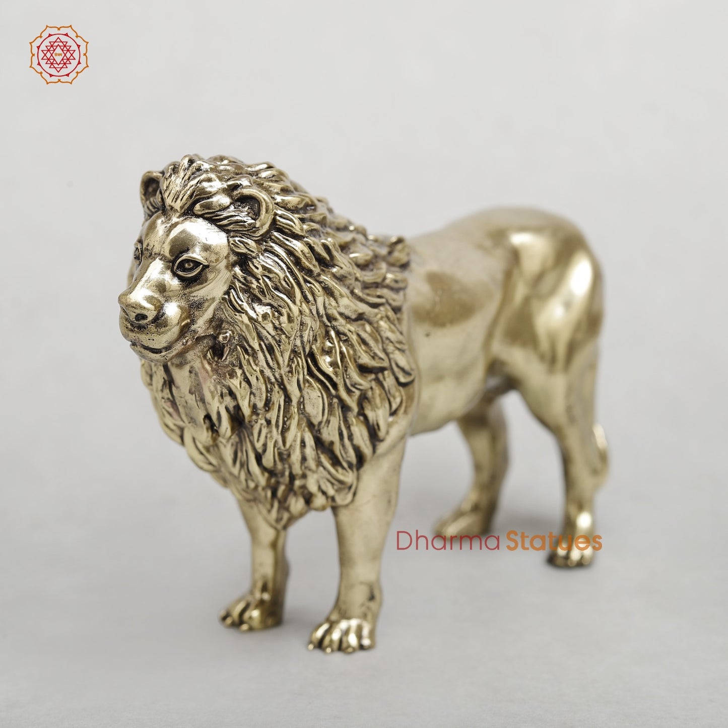 Brass Lion Standing Fine 6”