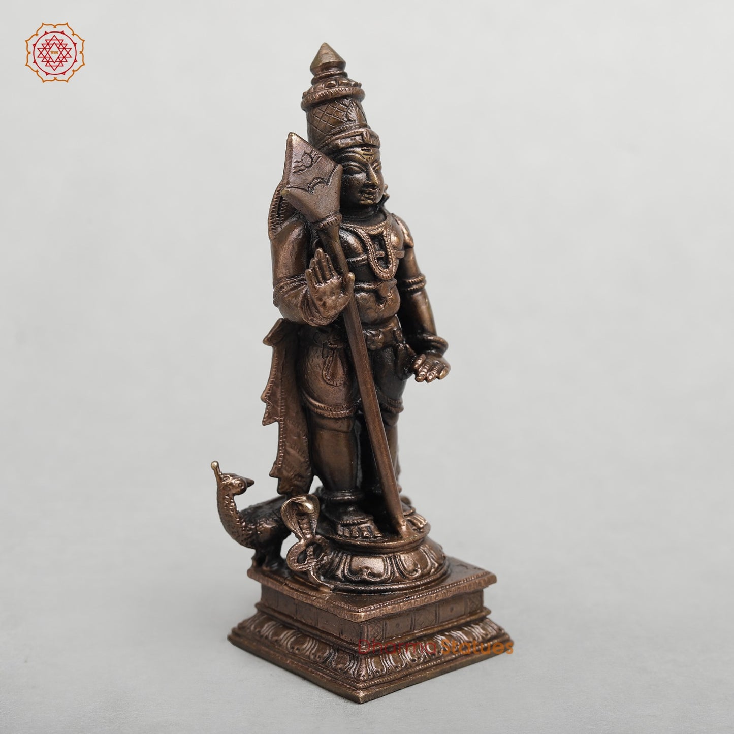 Copper Kartik standing With Peacock Fine 5”