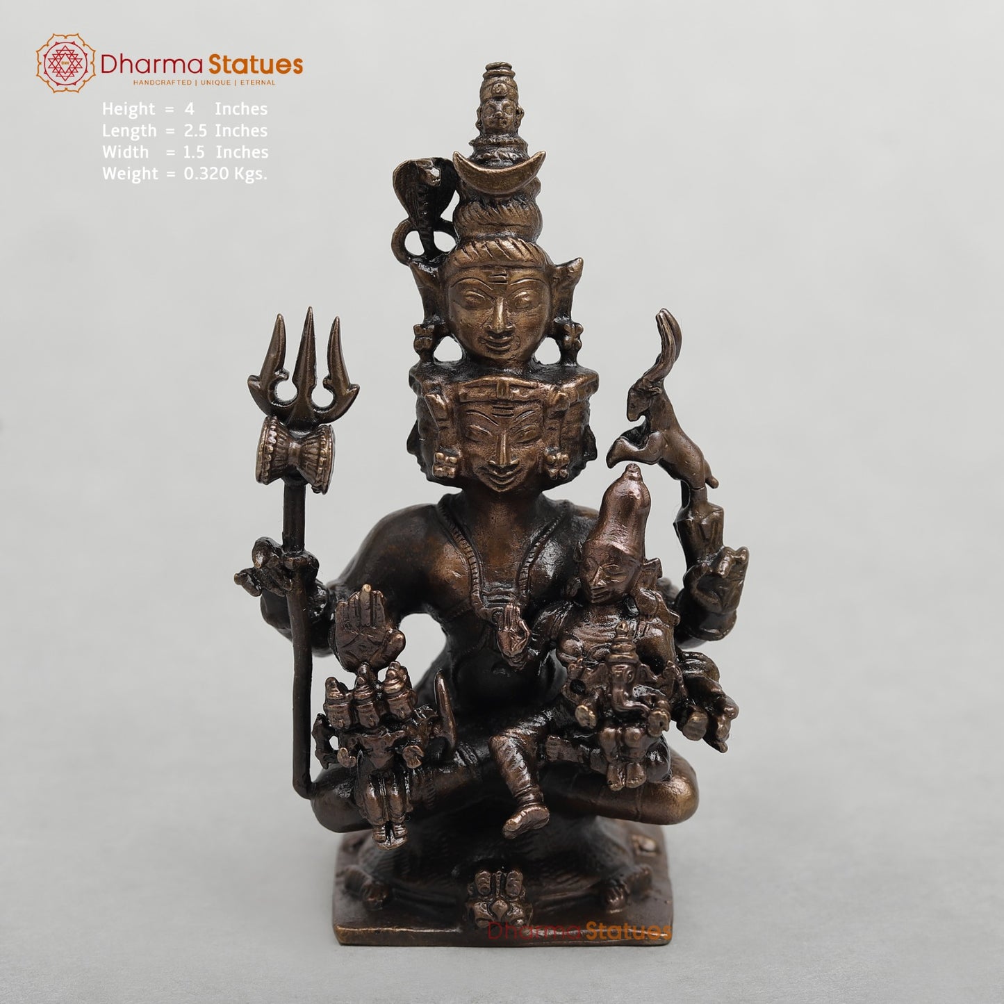 Copper Panchmukhi Shiva Family Fine 4”