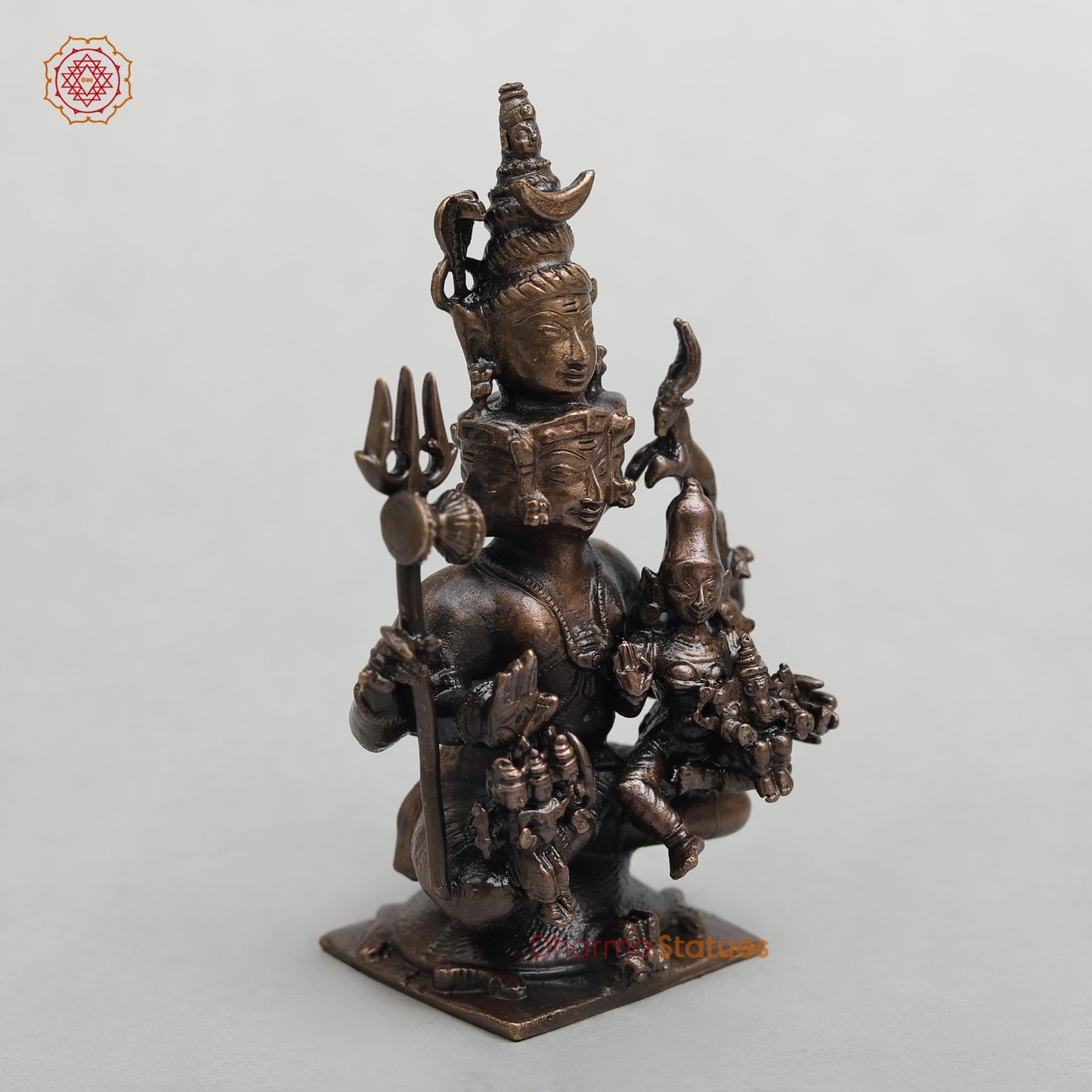Copper Panchmukhi Shiva Family Fine 4”