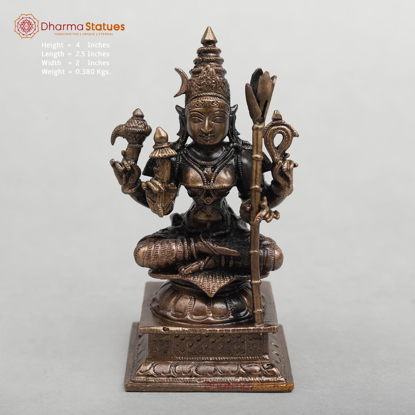 Copper Rajarajeshwari Seated fine 4”