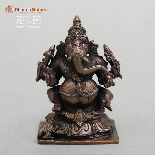 Copper Ganesh Seated Fine 3”