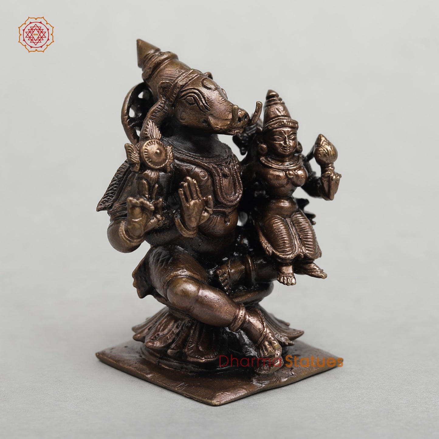 Copper Varah Seated with Lakshmi Fine 2.5”