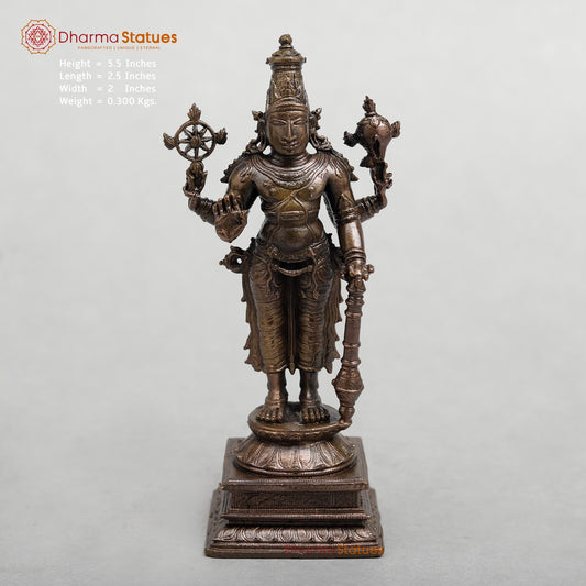 Copper Vishnu Standing Fine 5.5”