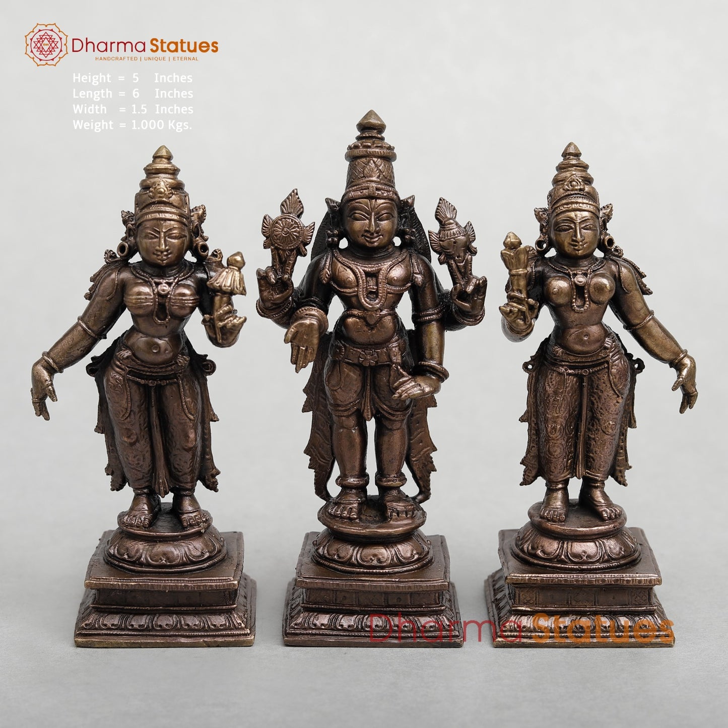 Copper Balaji Sridevi Bhudevi Fine 5”