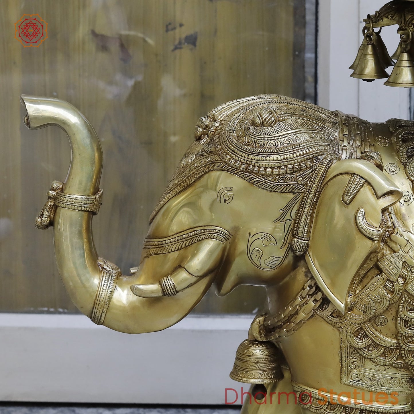Brass Elephant Urli With Bells Fine, Speacial Gold Finish 31”
