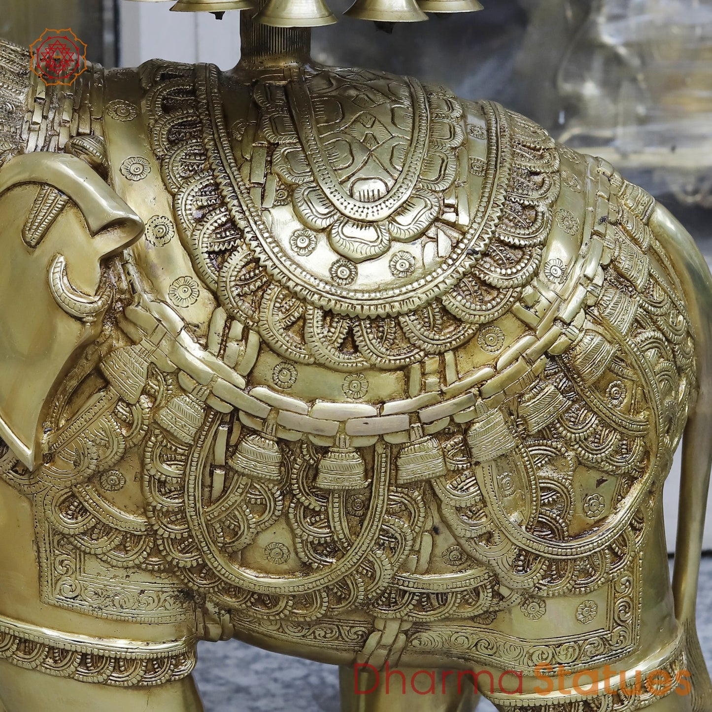 Brass Elephant Urli With Bells Fine, Speacial Gold Finish 31”